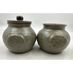 VTG Irish Pottery Jar Marmalade Glazed Stoneware Green Speckled Stamped Ireland